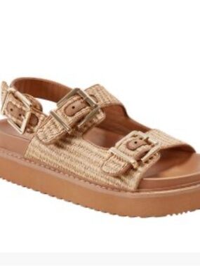 Marc FisherTan Buckle Sandals - Comfortable Platform Straps